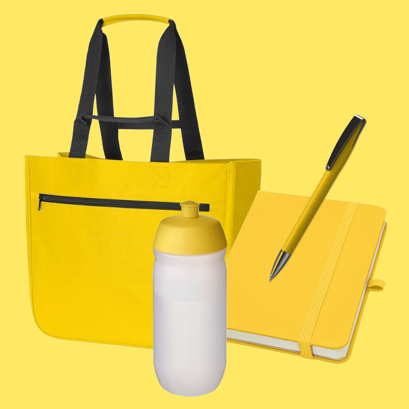 Gele relatiegeschenken bedrukken met jouw logo