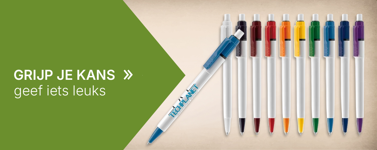 bedrukte pen met logo van bekende merken
