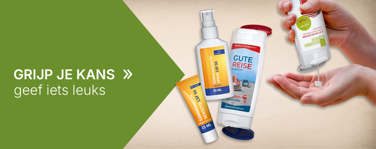 bedrukte zonnebrand met logo in tubes, sprays en duo packs