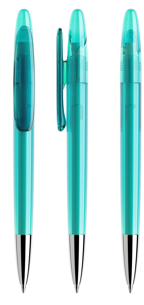Prodir DS5 TTC Transparent with Chrome Metal Nose-Cone - Aqua transparant