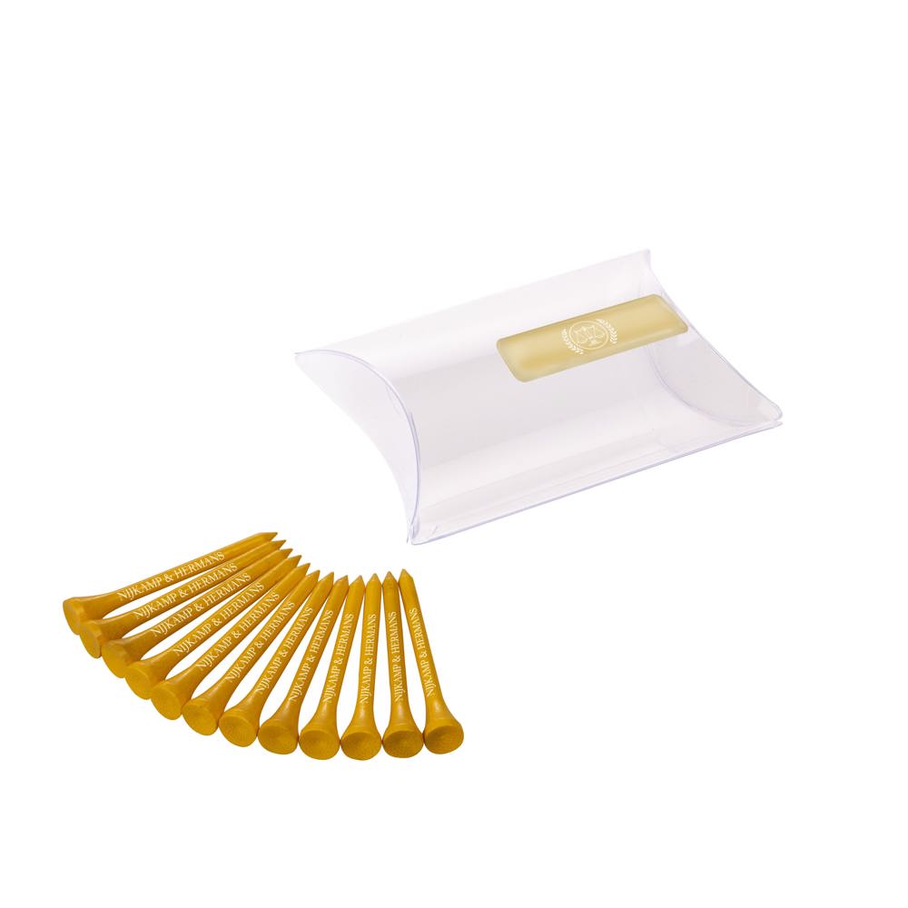 Pillowpack met 12 tees 70 mm - geel