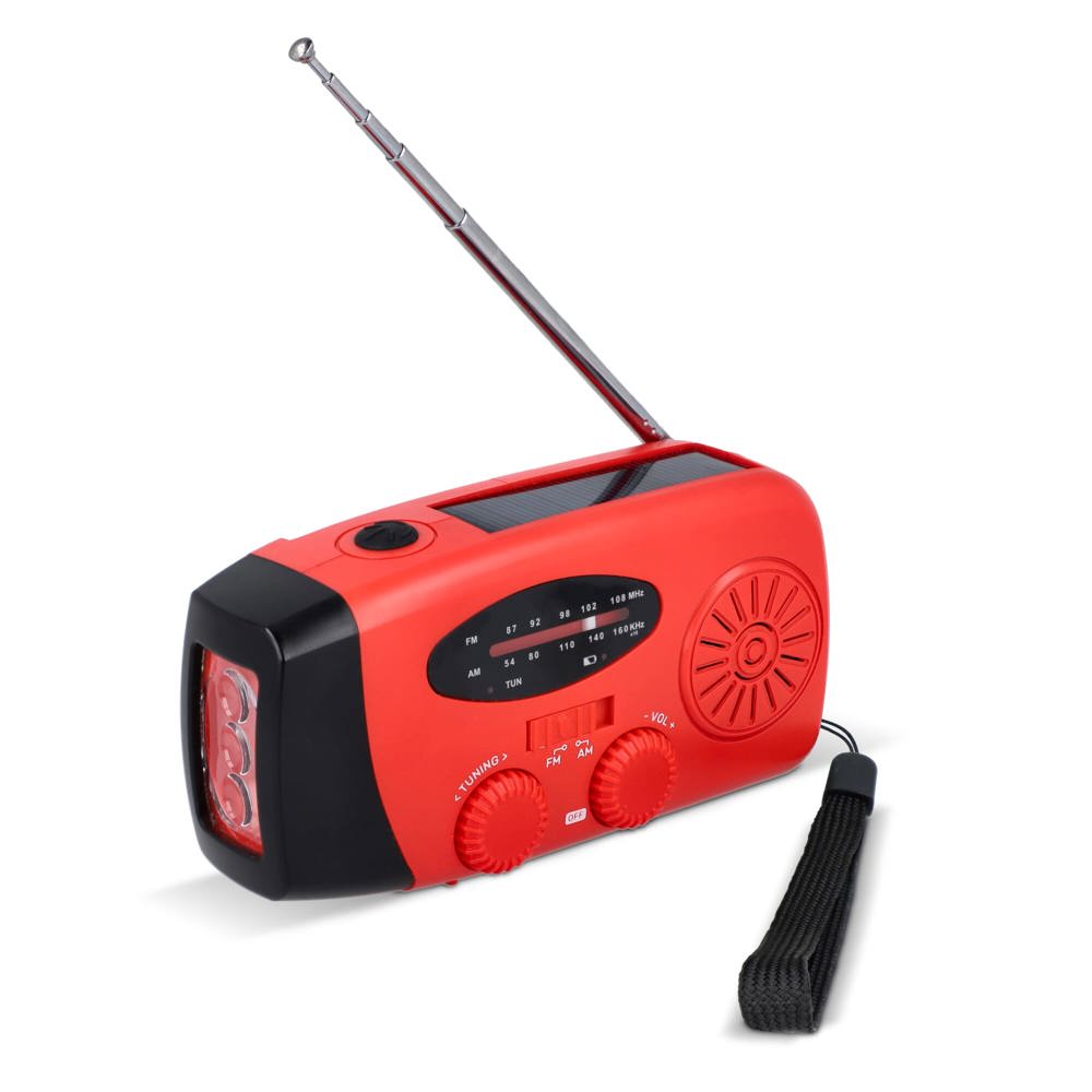 SafeSound Noodradio met Zonne-energie en Opwindbaar - Rood