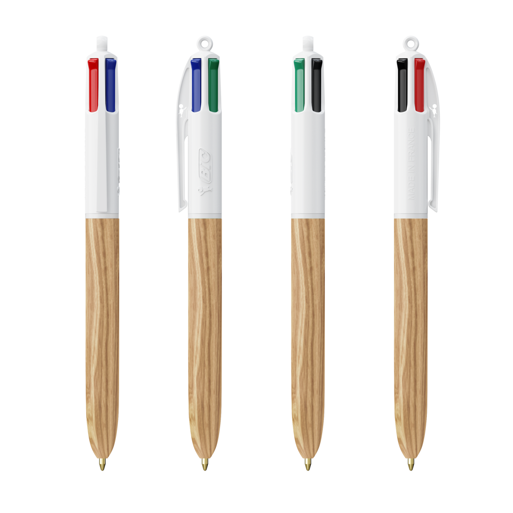 BIC® 4 Colours Wood Style - Wit - natuurlijk hout
