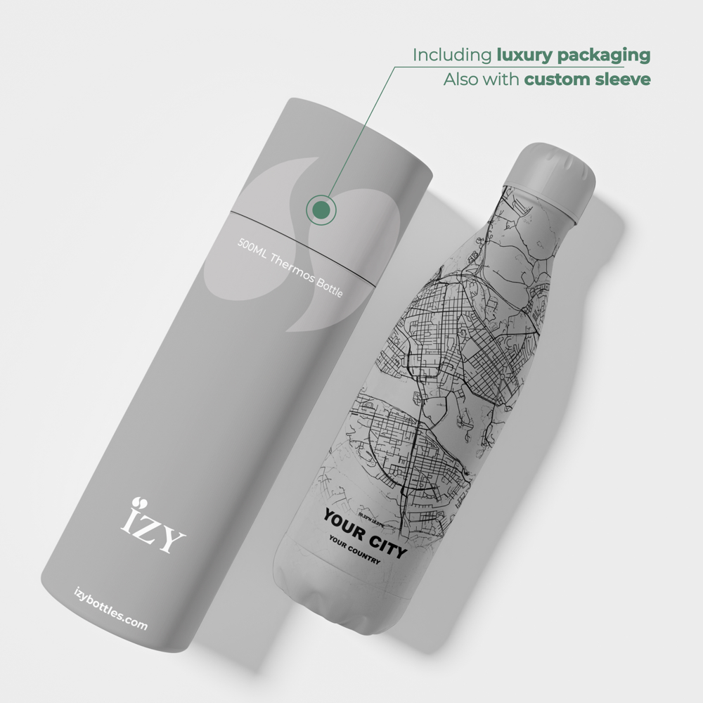 Thermosfles / Drinkfles x Jouw Stad - Grijs - 500 ml