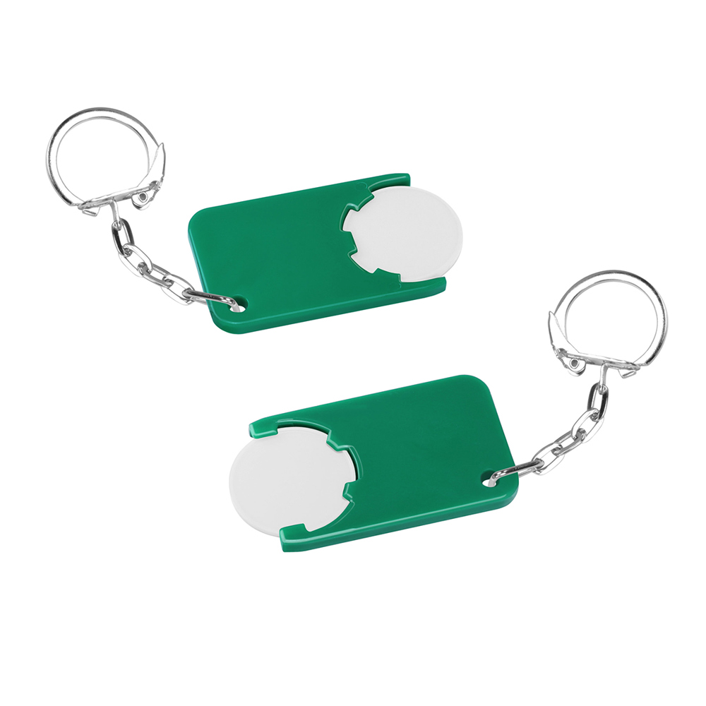 Chiphouder met winkelwagenmuntje 1€ "Beta" - Wit/Groen