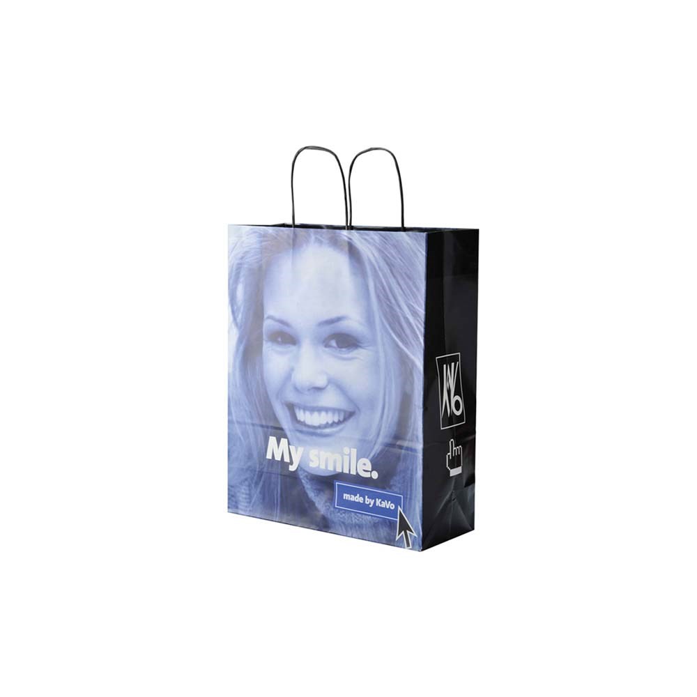Papieren tas, kraft wit, 45 x 14 x 49 cm, 100 grams, gerolde handle