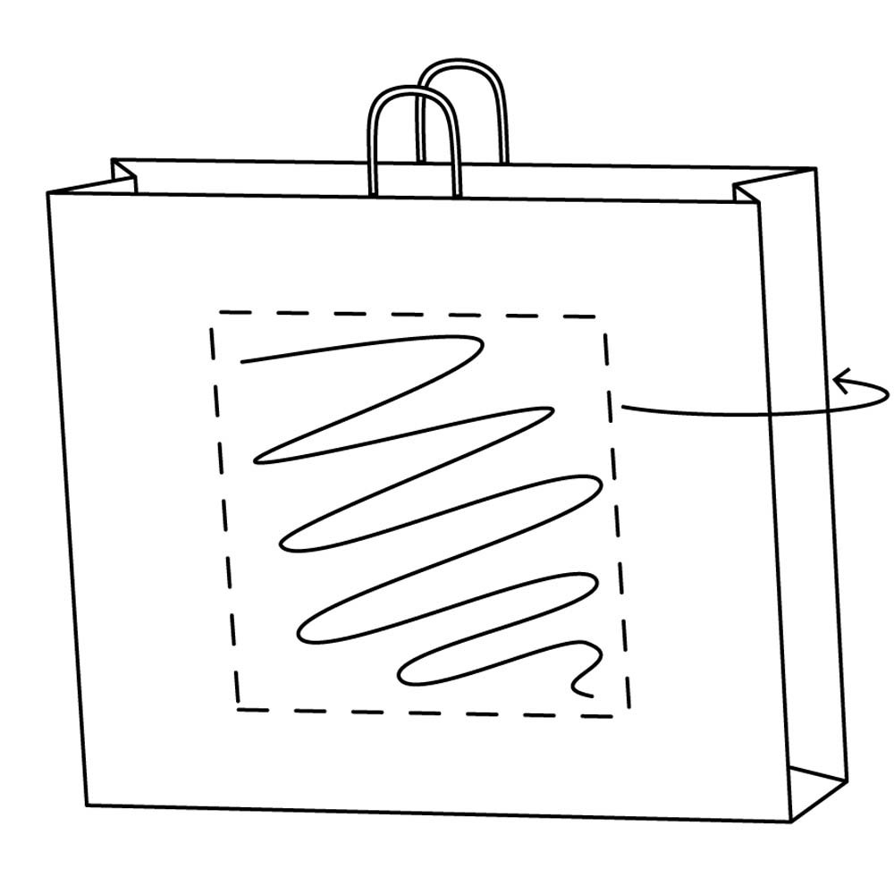 Draagtas papier, 50 x 18 x 39 cm, kraft wit, 2 zijden, 100 grams, gerolde handle
