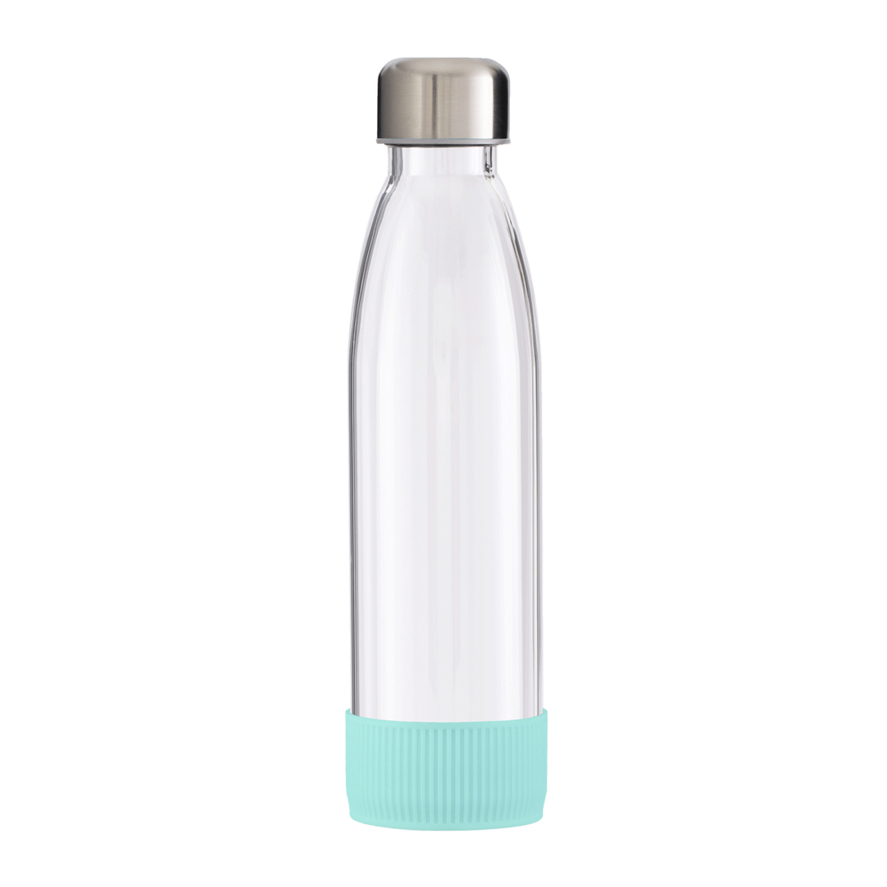 Fles GLASS - lichtblauw, zilver, transparant