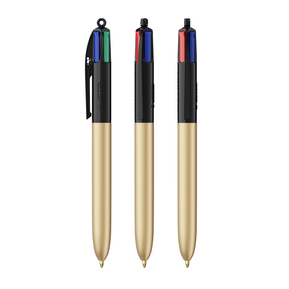 BIC® 4 Colours Glacé with Lanyard - Zwart - gouden glacé