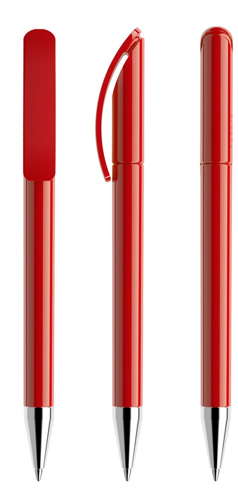 Prodir DS3TPC Polished with Chrome Metal Nose-Cone - Red polished