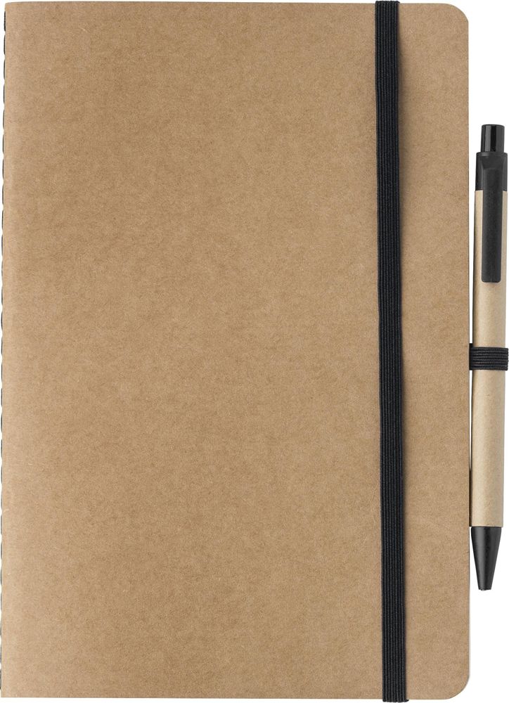 Gerecycled kartonnen notitieboekje (A5) Theodore Original - zwart