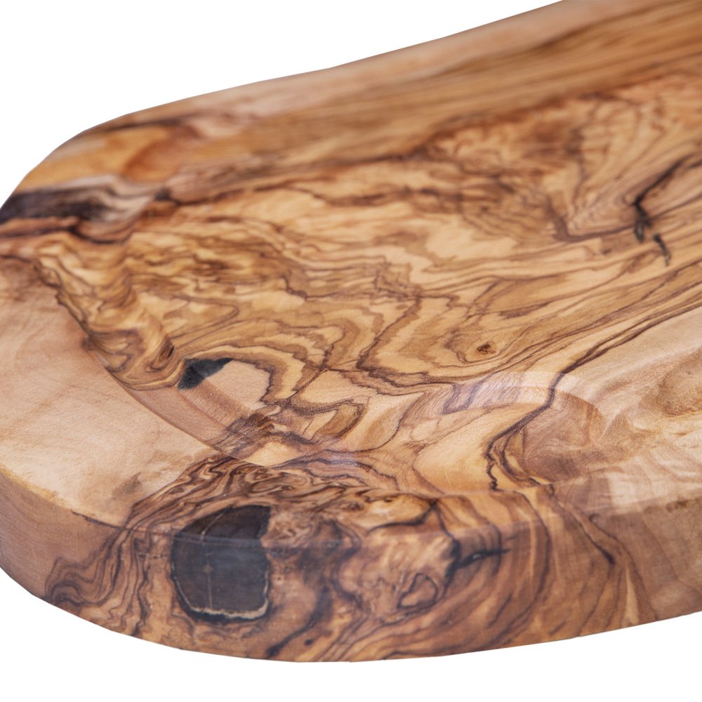 Plank met sapgeul ovaal olijfhout ca. 40x17 cm