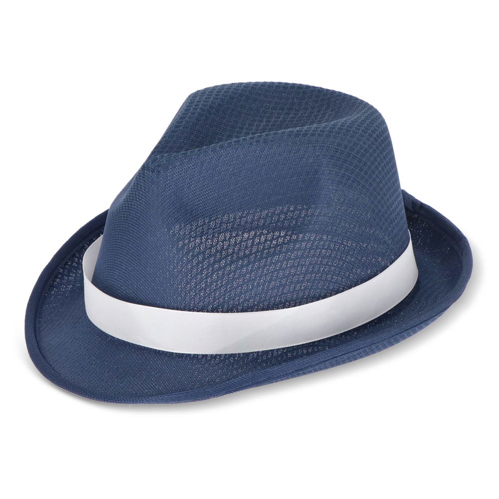 Polyester hoed met band - donkerblauw