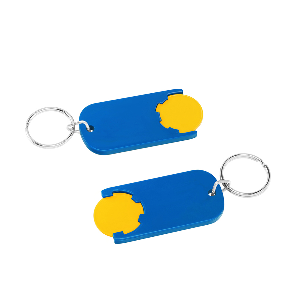 Chiphouder met winkelwagenmuntje 1€ "Alpha" - geel/blauw