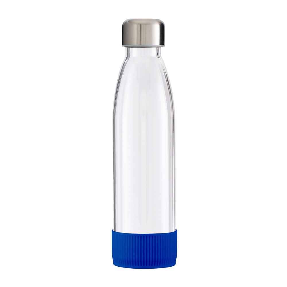 Fles GLASS - blauw, zilver, transparant