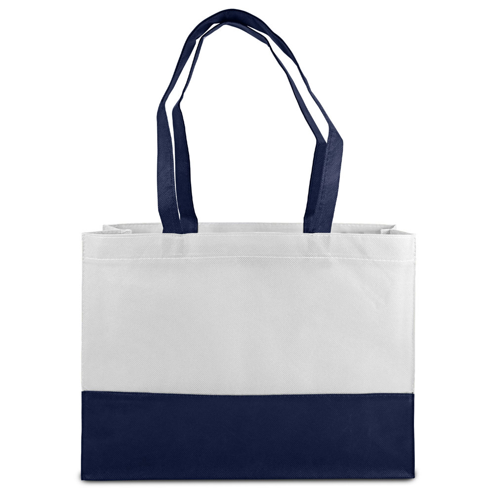 ROMA – Shopper met bodem- en zijvouwen - Wit/Donkerblauw