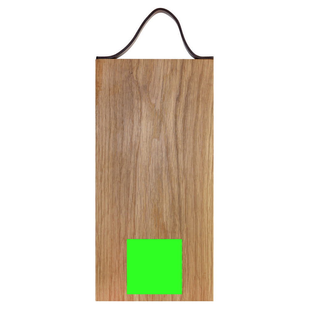 Plank met leren handvat eiken 33x16 cm