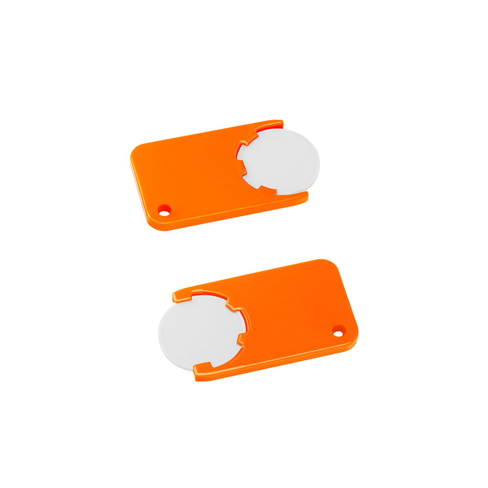 Chiphouder met winkelwagenmuntje 1€ "Beta" - wit/oranje