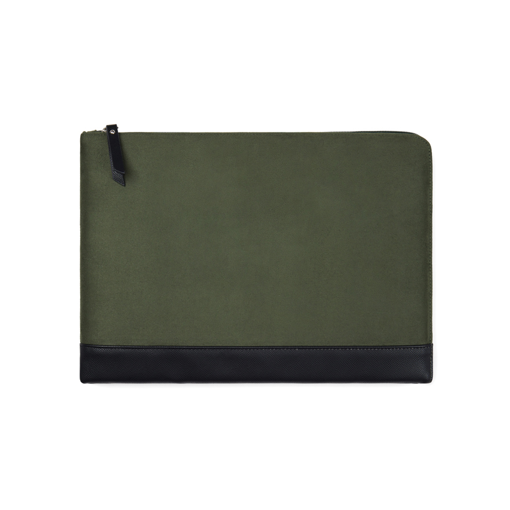 VINGA Marlow RCS recycled polyester 14" laptop sleeve - groen, zwart (± PMS 19-0419 TPG/ ± PMS Black)