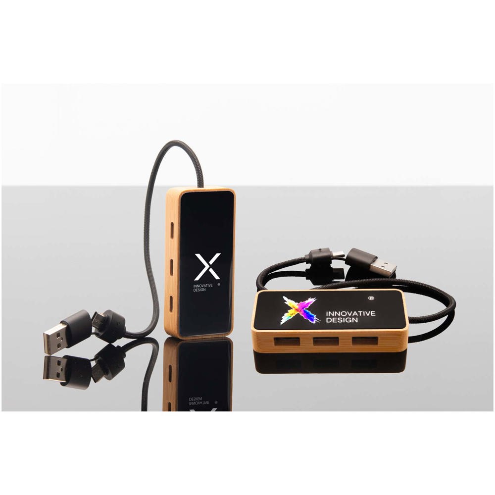 SCX.design H21 8-in-1 houten USB-hub met dubbele ingang en 6 poorten