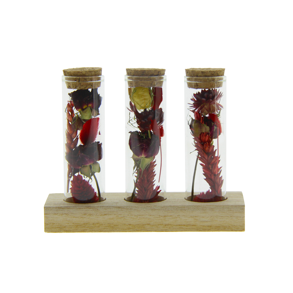 Dried Flowers - Trio tube & wood - rood
