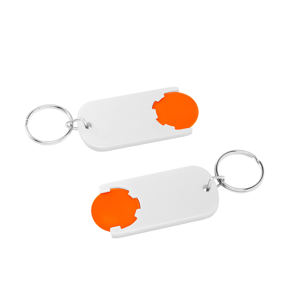 Chiphouder met winkelwagenmuntje 1€ "Alpha" - oranje/wit