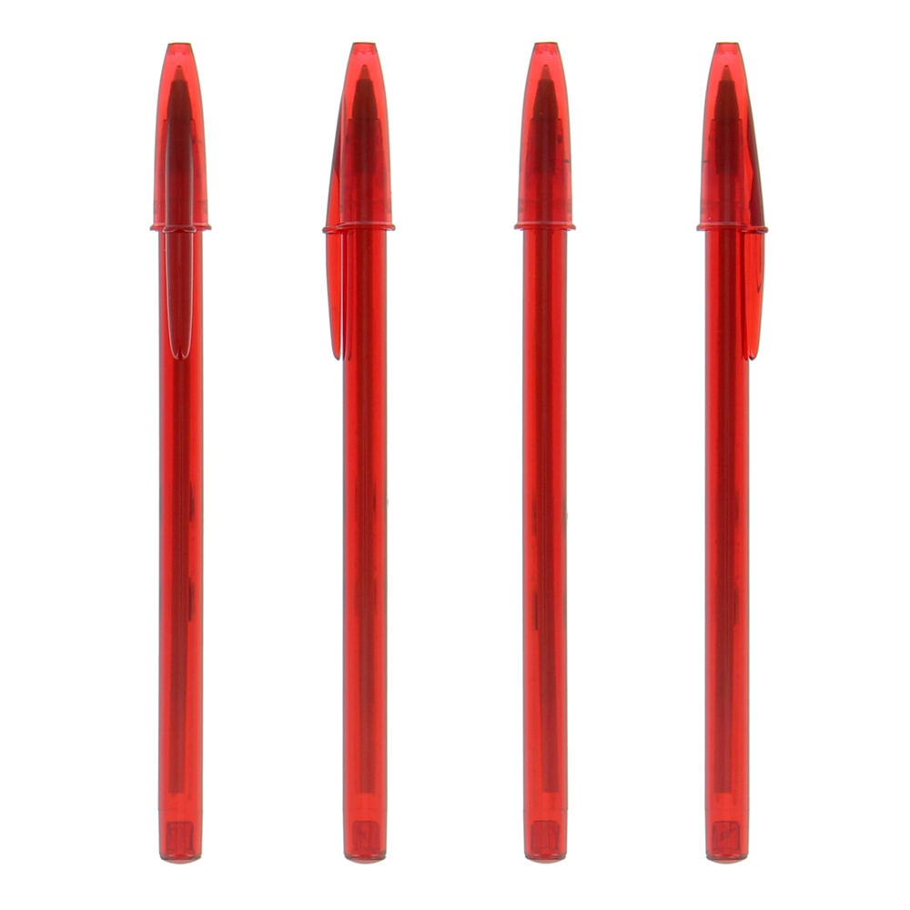 BIC® Style balpen - Doorzichtig Rood / Doorzichtig Rood / Zwarte Inkt