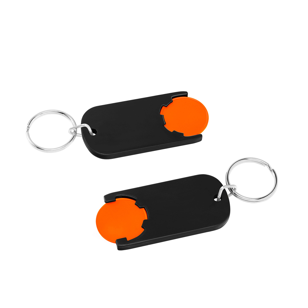 Chiphouder met winkelwagenmuntje 1€ "Alpha" - oranje/zwart