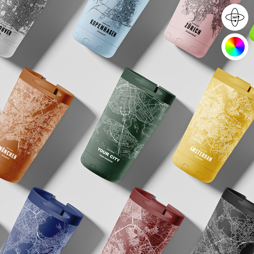 Thermosbeker / Koffiebeker x Jouw Stad -  350 ml - Groen