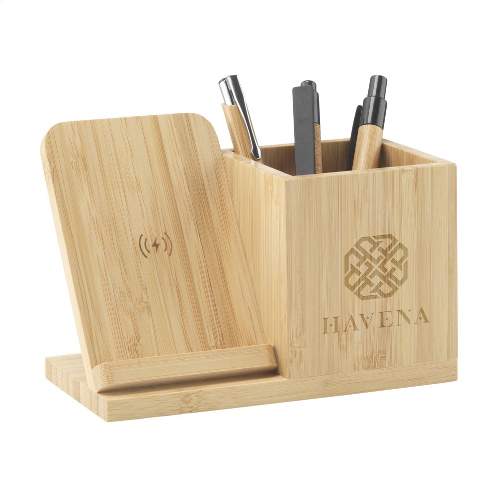 Bamboo Boss 15W draadloze oplader/penhouder