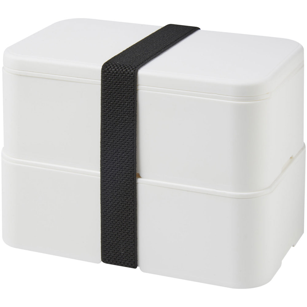 MIYO 700+700 ml dubbellaagse lunchbox - Wit, Wit, Zwart