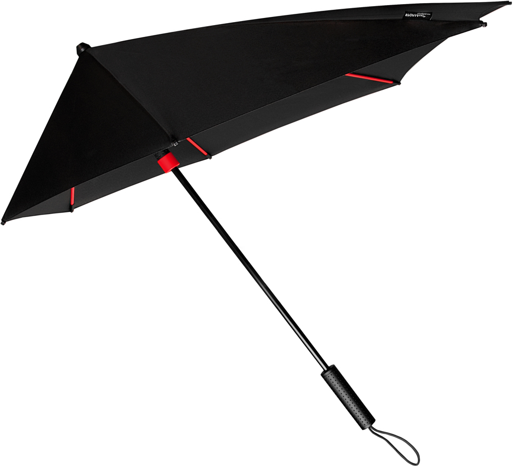 STORMaxi - Arodynamische stormparaplu - Handopening - Windproof -  92 cm - Zwart / Rood (± PMS Zwart / BRIGHT RED C)