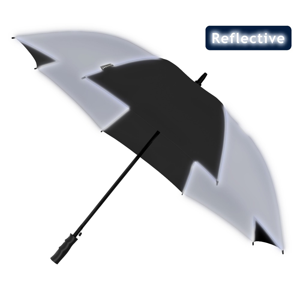 FALCONE - Reflecterende paraplu - Automaat - Windproof -  120 cm - Zwart / Zilver (± PMS Zwart / 877C)