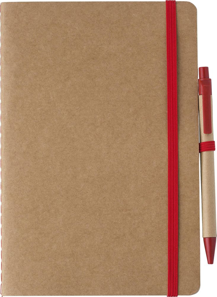 Gerecycled kartonnen notitieboekje (A5) Theodore Original - Rood