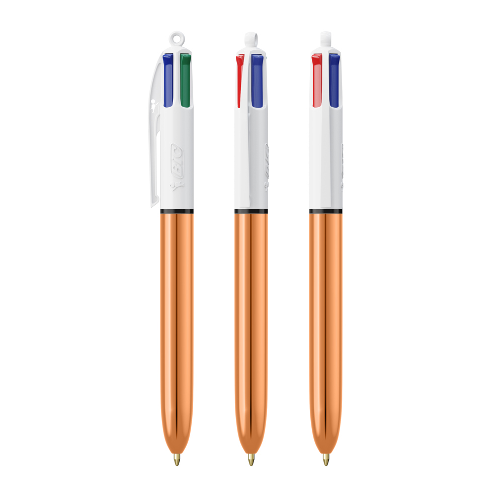 BIC® 4 Colours Shine balpen + Lanyard - Wit - roségoud