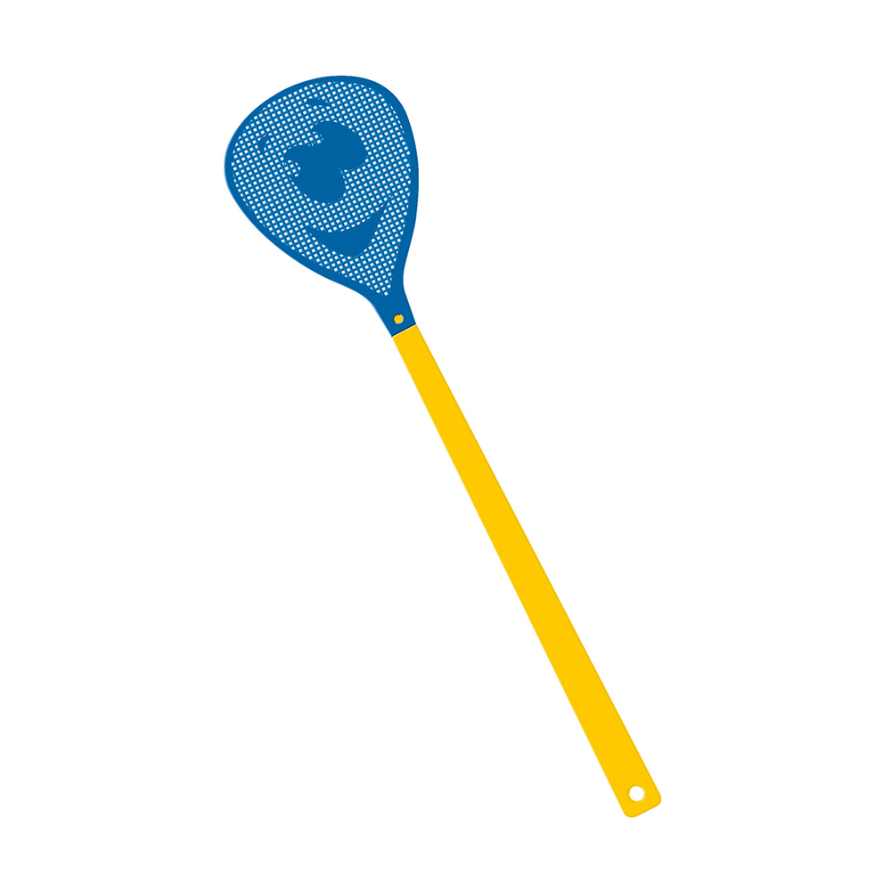 Vliegenmepper "gezicht" - geel/blauw