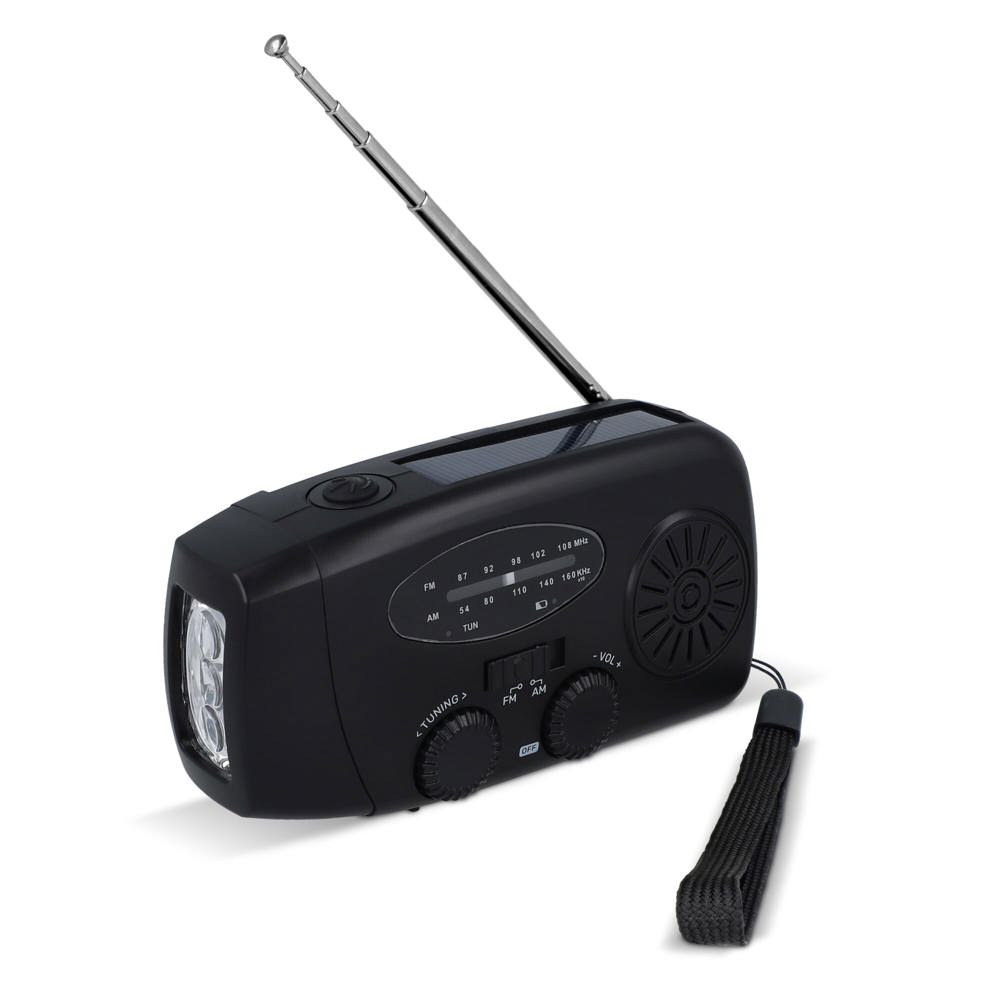 SafeSound Noodradio met Zonne-energie en Opwindbaar - zwart