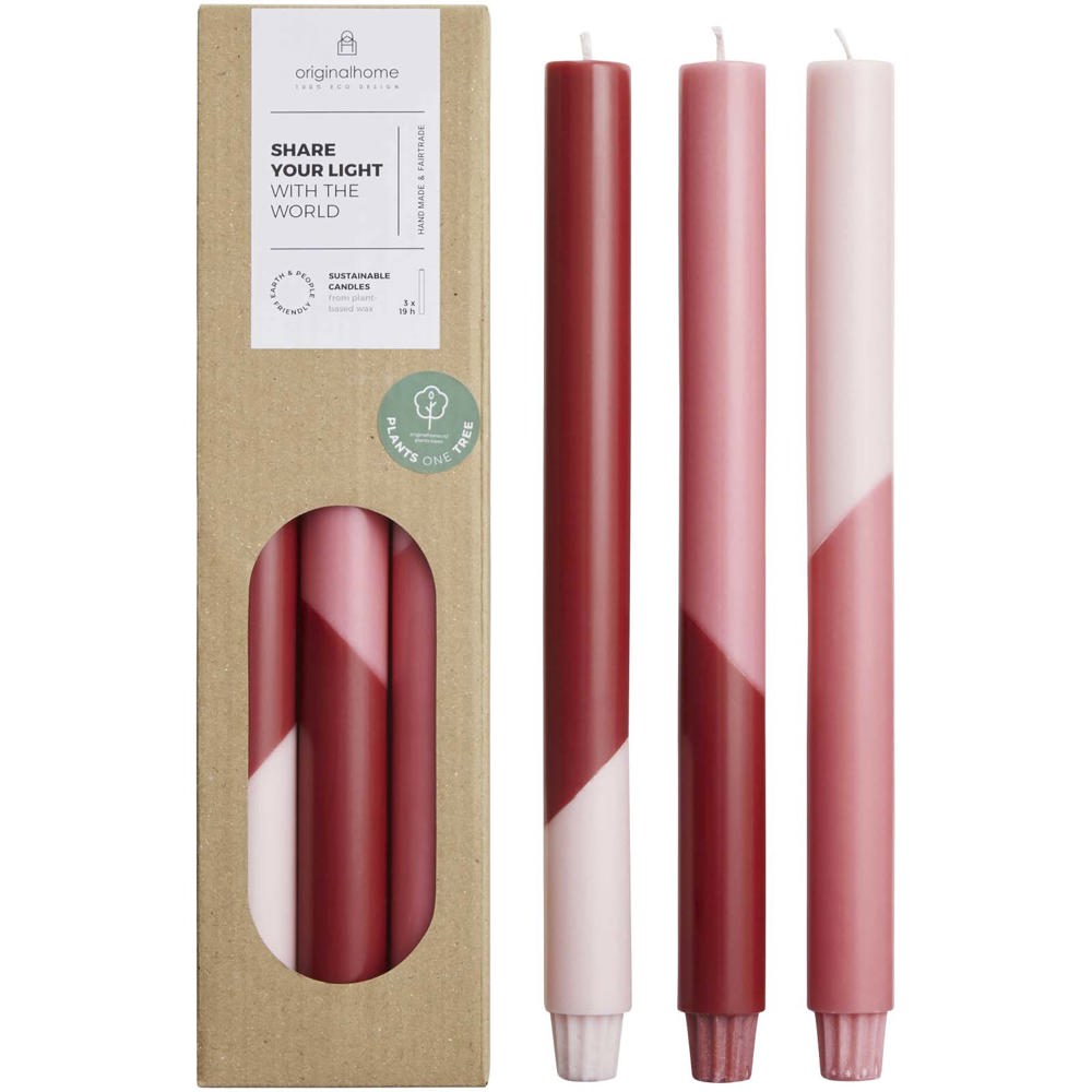 Originalhome Eden diagonale kaarsen - set van 3 - Rood