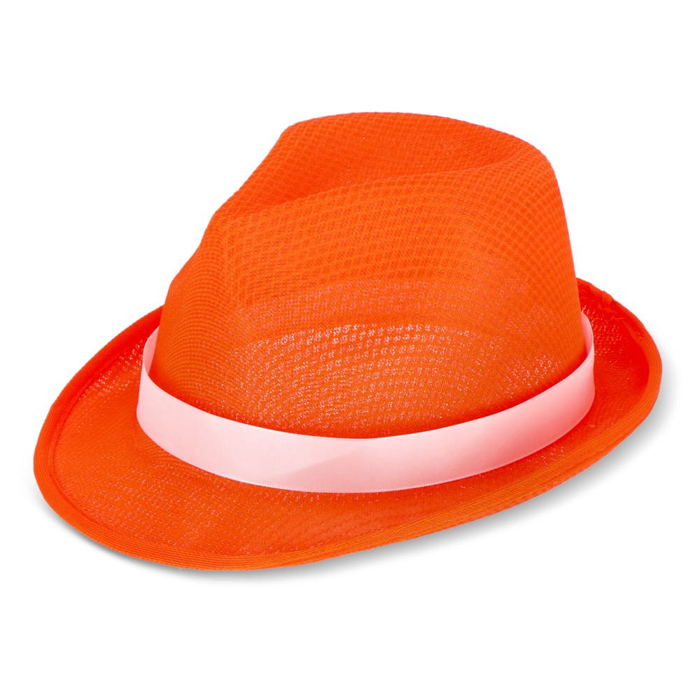 Polyester hoed met band - Oranje