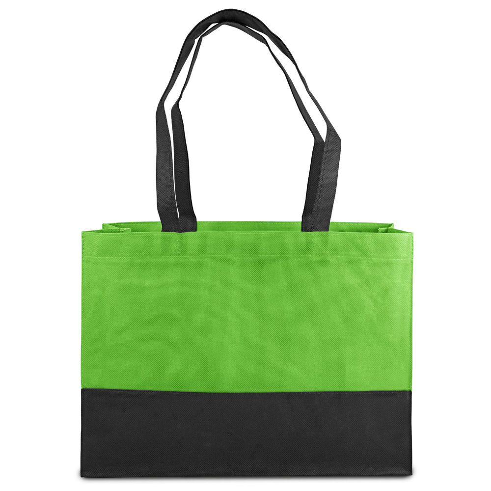 ROMA – Shopper met bodem- en zijvouwen - Lichtgroen/Zwart