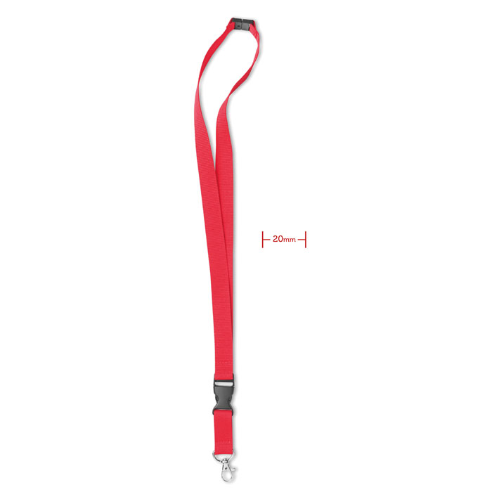 LANY - Lanyard, metalen haak. 20 mm - Rood