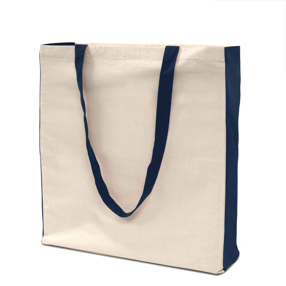PALMA – Tas met bodem- en zijvouwen - Naturel/Donkerblauw
