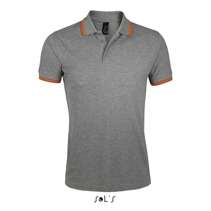 PASADENA MEN - PASADENA HEREN POLO 200 - Grijs/oranje Melange