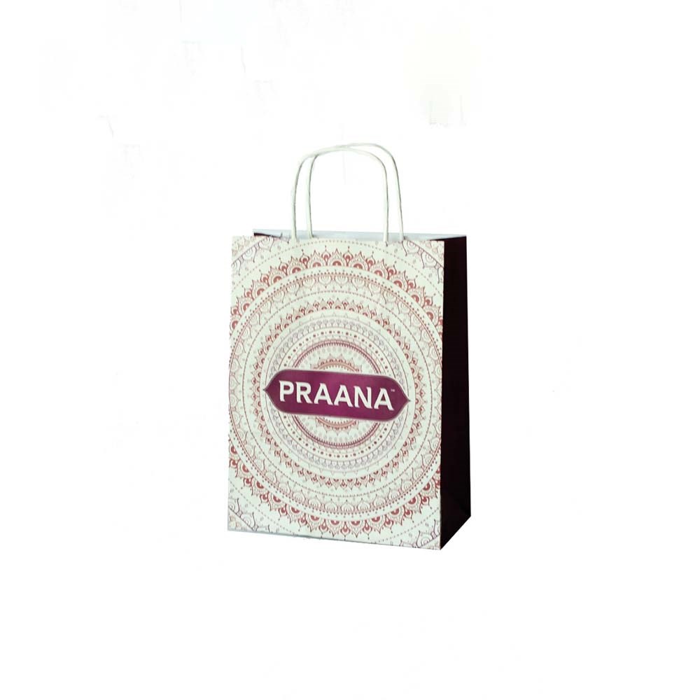 Papieren tas, kraft wit, 28 x 16 x 30 cm, 100 grams, gerolde handle