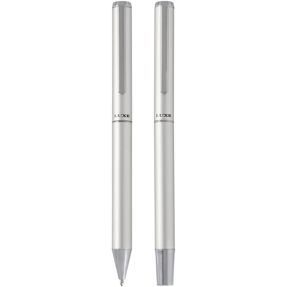 Lucetto cadeauset met balpen en rollerbalpen van gerecycled aluminium (zwarte inkt)