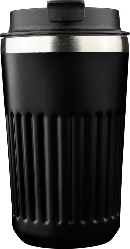 Gerecyclede roestvrijstalen reismok (400 ml) Chiara - Zwart
