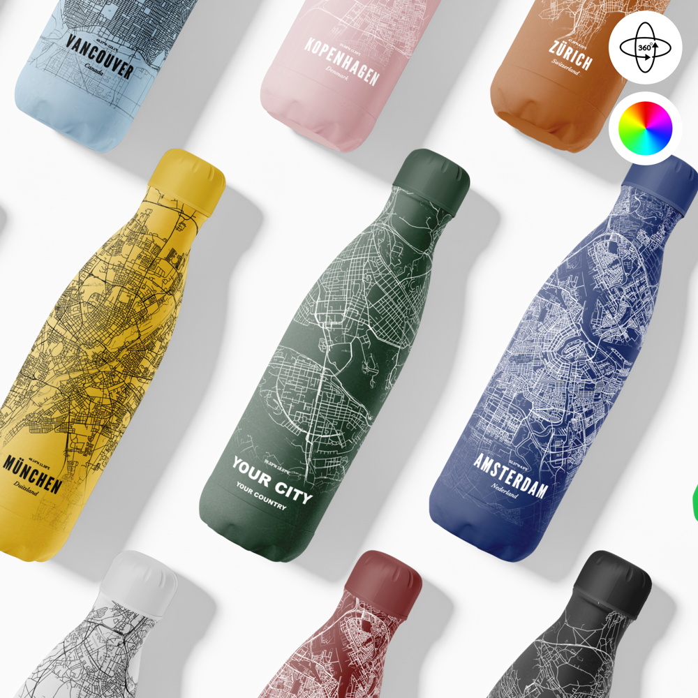Thermosfles / Drinkfles x Jouw Stad - 500 ml - Groen