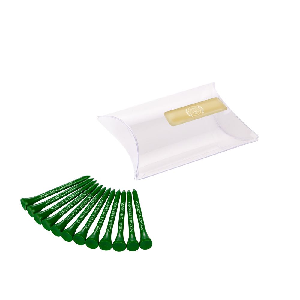 Pillowpack met 12 tees 70 mm - donkergroen