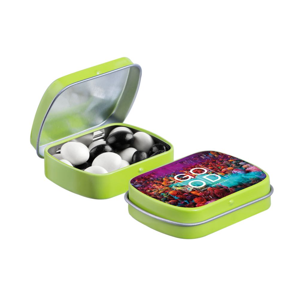 Mini scharnierblikje met snoep - Lime