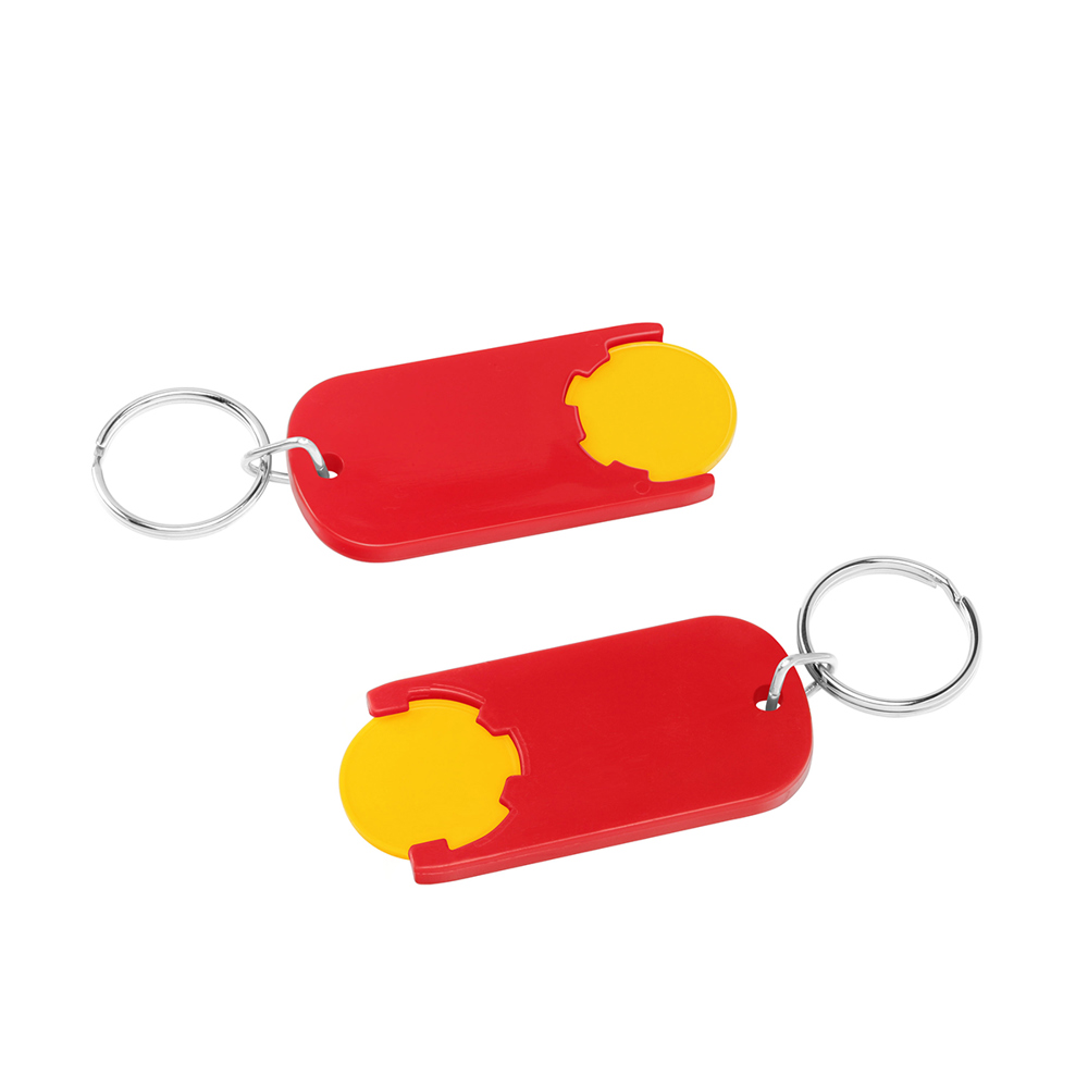 Chiphouder met winkelwagenmuntje 1€ "Alpha" - geel/rood